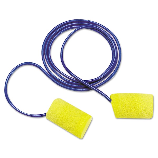 E-A-R Classic No Foam Ear Plugs, Cylinder Shape, 29 dB, Yellow, 200 PK